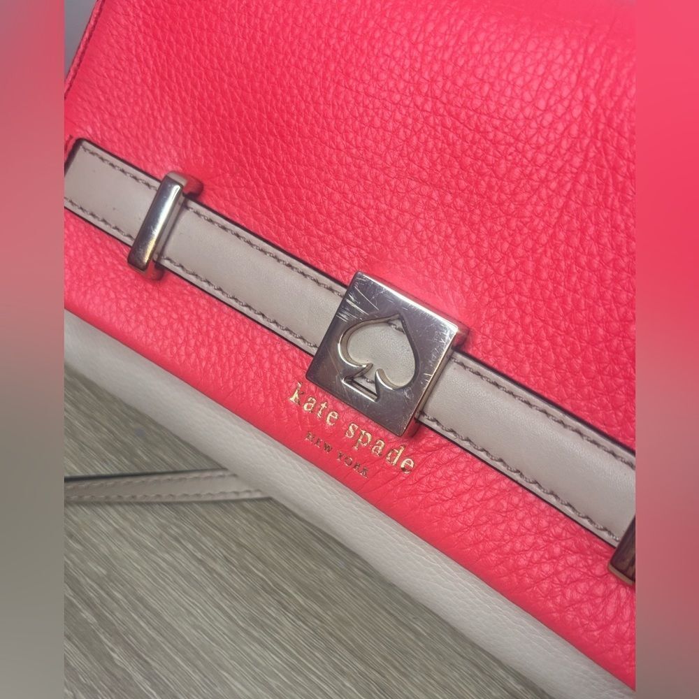 Kate spade GUC bright pink/cream pebbled leather loula Houston street bag - Picture 3 of 9